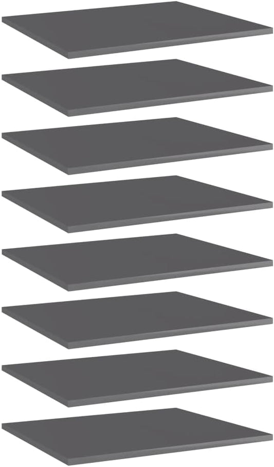 Set of 8 High Gloss Gray Floating Shelves, 23.6x19.7 Inch Wall Mounted Storage Shelving Unit for Living Room, Modern Engineered Wood Display Ledge