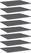 Set of 8 High Gloss Gray Floating Shelves, 23.6x19.7 Inch Wall Mounted Storage Shelving Unit for Living Room, Modern Engineered Wood Display Ledge