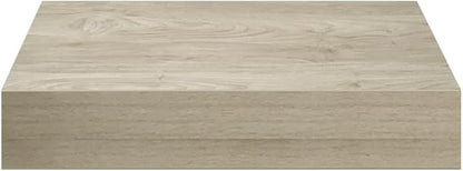 Set of 2 Oak Honeycomb MDF Floating Wall Shelves with Metal Brackets 9.1 x 9.3 x 1.5 in for Modern Decor and Practical Storage