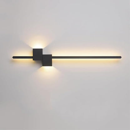 36-Inch LED Linear Wall Sconce, Hardwired Black Wall Light Fixture, Nordic Minimalist White and Gold Finish for Bedroom, Kitchen, Bedside
