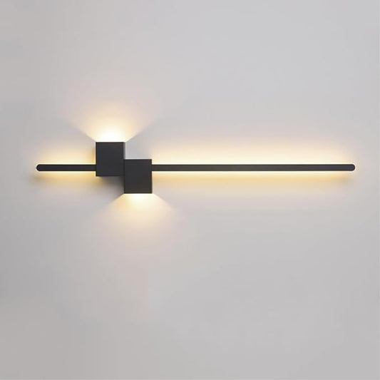 Linear Wall Light Fixture, 36" Hardwired Black LED Strip Wall Sconce, Nordic Minimalist Wall-Mounted Lamp for Living Room, Bedroom, Hallway