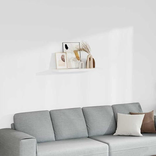 White Honeycomb MDF Floating Wall Shelf with Hidden Mounting, Modern Minimalist Design for Home Decor, 31.5 x 9.3 x 1.5 Inches, Durable Metal Bracket, Matte Finish Storage