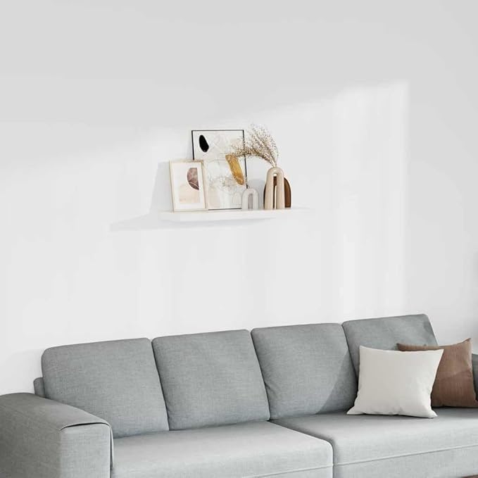 White Honeycomb MDF Floating Wall Shelf with Hidden Mounting, 31.5 x 9.3 x 1.5 Inches, Modern Minimalist Design for Home Office Decor, Durable Storage Display