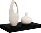 High Gloss Black Honeycomb MDF Floating Wall Shelf with Metal Brackets, 4-Piece Set for Modern Home Decor and Storage