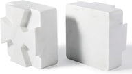 Decorative Square Marble Bookends for Heavy Books – Unique Book Ends for Shelves – Modern Aesthetic Book Holder/Stopper with Non-Slip Pads for Chic Home, Office, or Library Decor, White