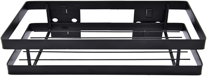 Hoshen Kitchen Hanging Buckle Spice Rack, Wrought Iron Coating Storage Rack, Wall-Mounted Spice Bottle Jam Storage Rack, Bathroom Storage Rack，1 Piece ，Black，35CM