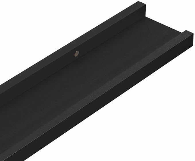 Set of 2 Black Frame Ledge Shelves 31.5 Inch Wall Mounted MDF Modern Display Shelving for Photos Decor Minimalist Home Decor