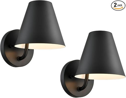 DIRYZON Industrial Wall Sconces Set of Two,Metal Barn Wall Lights for Bedroom,Black Sconce Lighting for Living Room Kitchen Hallway