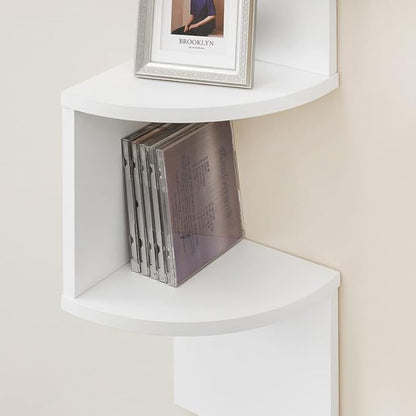 VASAGLE Corner Shelf Wall Mount, 5-Tier Floating Corner Bookshelf, Plant Shelf for Bedroom, Living Room, Bathroom, Home Office, Cloud White