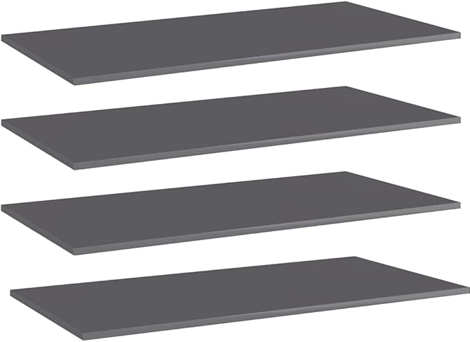 Set of 4 Wall Mounted Floating Shelves, 39.4x19.7 Inch Modern High Gloss Gray Engineered Wood Bookshelves for Living Room Bedroom Storage Display