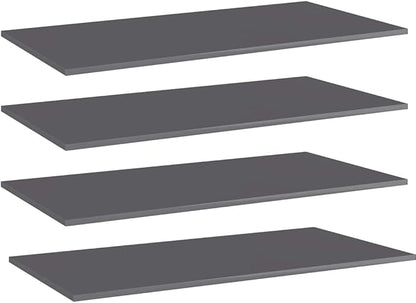 Set of 4 Wall Mounted Floating Shelves, 39.4x19.7 Inch Modern High Gloss Gray Engineered Wood Bookshelves for Living Room Bedroom Storage Display