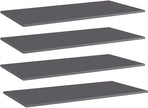 Set of 4 Wall Mounted Floating Shelves, 39.4x19.7 Inch Modern High Gloss Gray Engineered Wood Bookshelves for Living Room Bedroom Storage Display