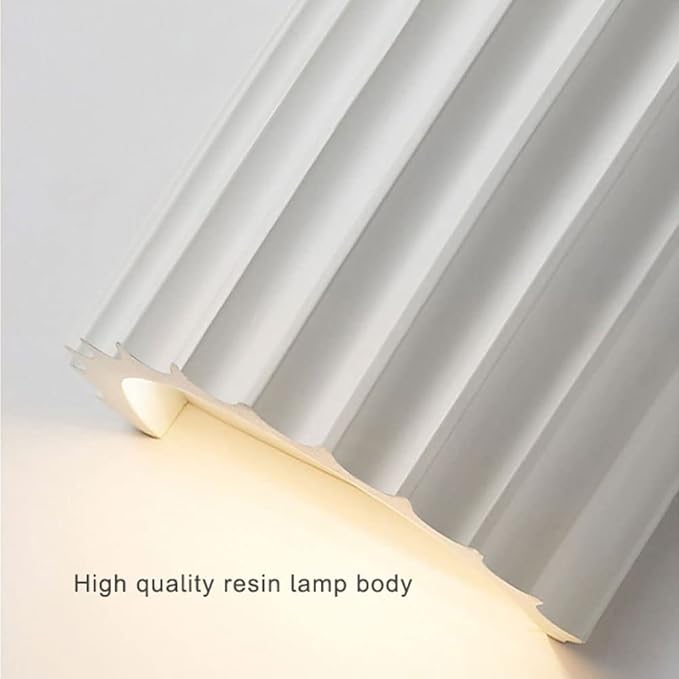WDDJP Modern Terracotta Ribbed Up Down Wall Sconce Fluted Cylinder Minimalist Indoor Wall Mounted Light Fixture for Bedroom Living Room Hallway(Blanc)