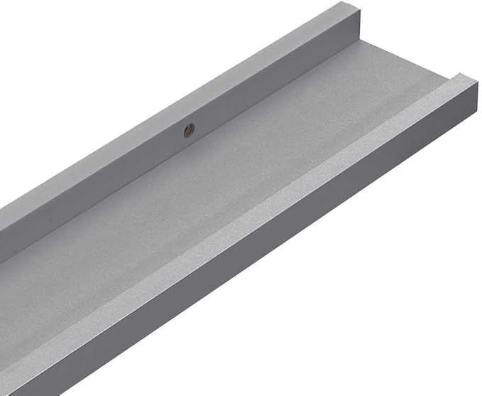 Gray Floating Frame Ledge Shelf Set of 2, Modern U-Shaped Wall Mounted Shelves for Displaying Photos and Artwork, Durable MDF Construction with Minimalist Aesthetic, Includes