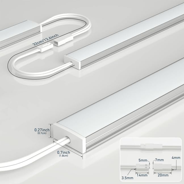 Under Cabinet Lighting Plug in. 6 PCS 12 Inches Likable Slim Bright Light Strips. Dimmable 24W Cabinet Lights for Kitchen Over Counter Countertop Tool Box Shelf Closets Warm White 3000K