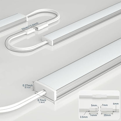 Under Cabinet Lighting Plug in. 6 PCS 12 Inches Likable Slim Bright Light Strips. Dimmable 24W Cabinet Lights for Kitchen Over Counter Countertop Tool Box Shelf Closets Warm White 3000K