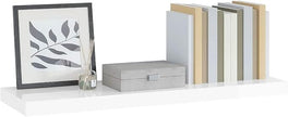 High Gloss White Honeycomb MDF Floating Wall Shelf with Metal Brackets, Modern Minimalist Design for Home and Office Display, Easy Installation and Strong Support, 4-Piece Set