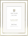 Isaac Jacobs 6x8 (Matted 4x6) White Enamel Picture Frame with Gold Metal Edge and Easel, Tabletop Display, Wall Décor, Photo Gallery, (6x8 (Matted 4x6), White with Gold)