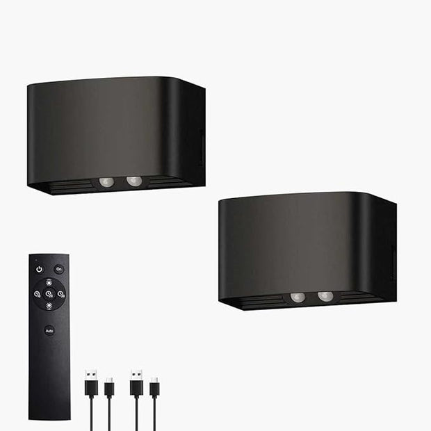 Motion Sensor Rechargeable Wall Lights Wireless Wall Sconces with Remote Control Dimmable Up and Down Wall Lamp Battery Powered Led Wall Mounted Light for Living Room Bedrooms 2 Pack