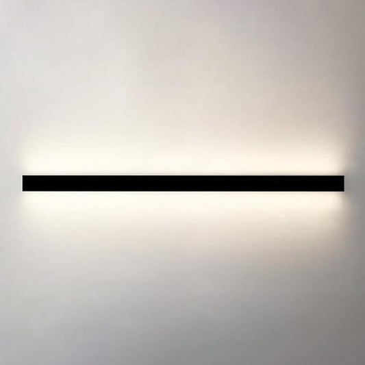 Modern Linear Black LED Wall Sconce - Minimalist 120cm Indoor Wall Washer Light Fixture for Bedroom, Hallway, Office, Living Room (4000K)