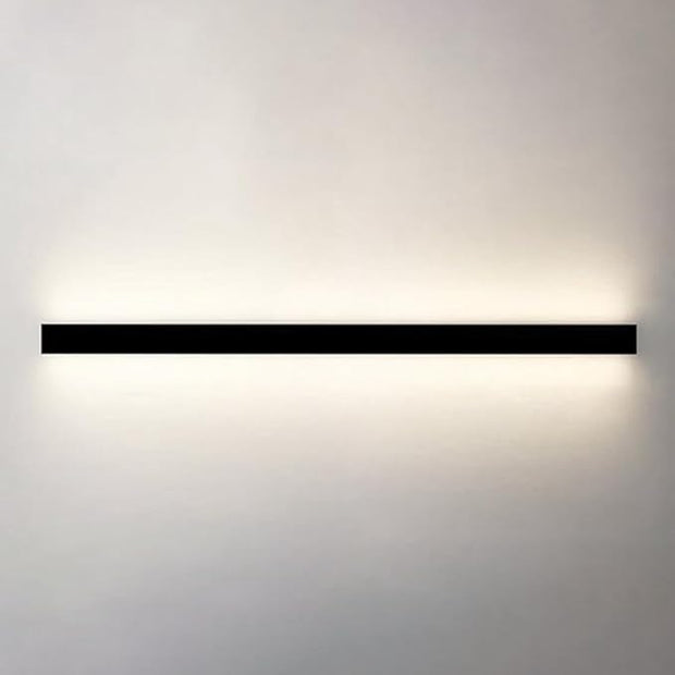 Modern Black Linear Wall Sconce LED Fixture - Minimalist Indoor Wall Light for Bedroom, Hallway, Office, Living Room (4000K, 100cm)