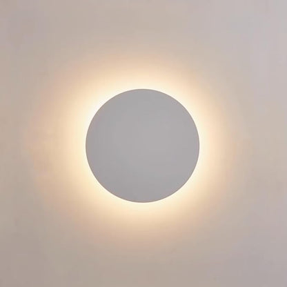 White Modern Wall Sconce Round Disc Sconces Wall Lighting Metal Circular Stairwell Lighting 3000K Warm LED Wall Lights for Living Room Bedroom Stairway - 8"