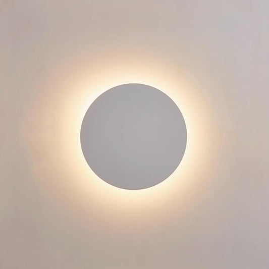 White Modern Wall Sconce Round Disc Sconces Wall Lighting Metal Circular Stairwell Lighting 3000K Warm LED Wall Lights for Living Room Bedroom Stairway - 8"