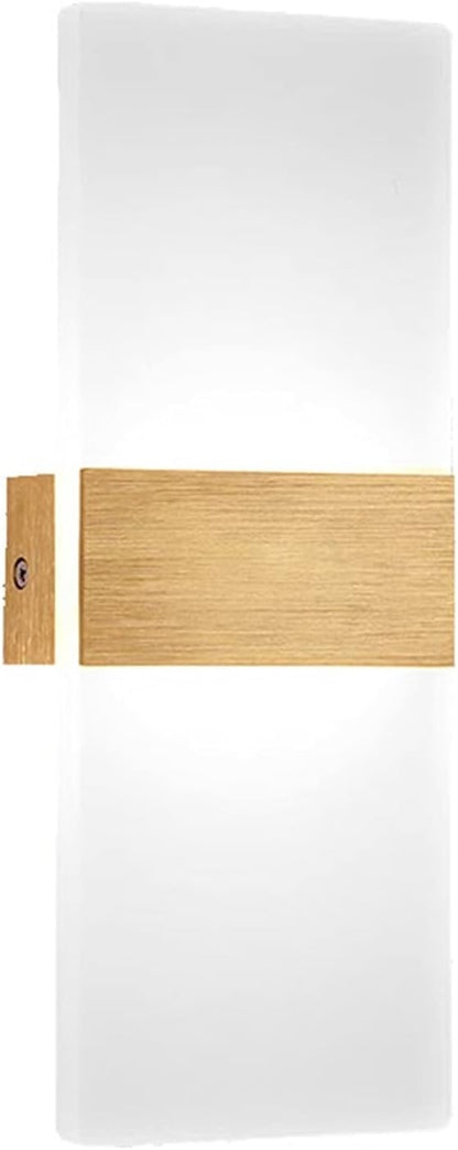 Minimalist 12W LED Acrylic Wall Light Fixture - Aluminum Alloy Stripe Sconce for Home Interior Decor, Gold 6000K