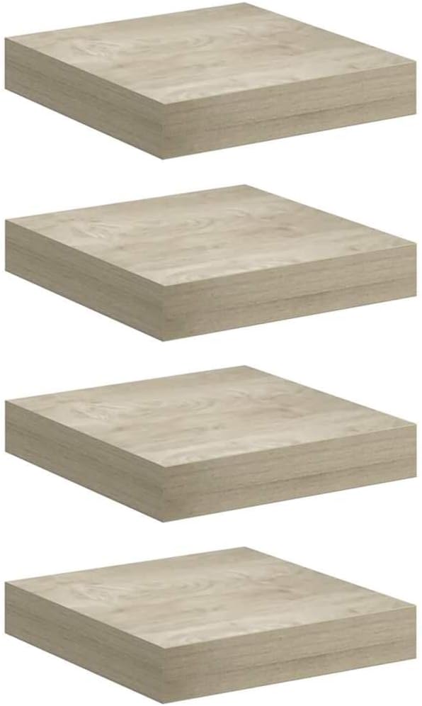 Wall Shelf Set of 4 Oak Honeycomb MDF Metal Small Floating Shelves for Modern Home Decor with Easy Installation and Durable Storage