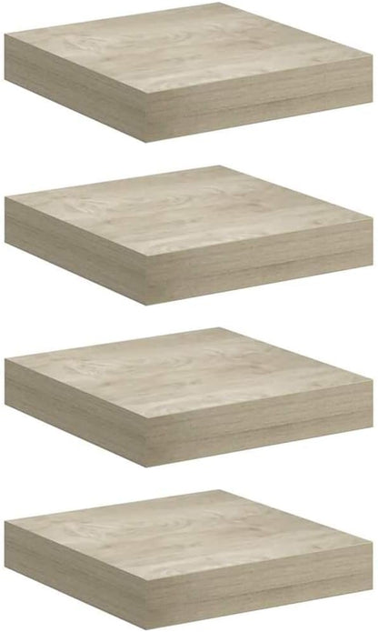Wall Shelf Set of 4 Oak Honeycomb MDF Metal Small Floating Shelves for Modern Home Decor with Easy Installation and Durable Storage