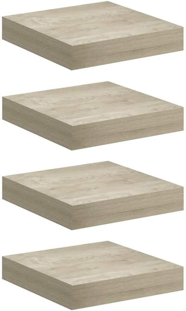 Floating Wall Shelf Set of 4 Oak Honeycomb MDF Metal Small Shelves for Modern Home Office Decor Storage Display
