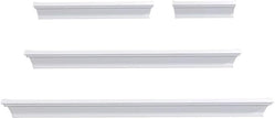 MELANNCO Floating Wall Shelves Set of 4, White Wood Display Shelves for Wall, Includes 6, 12, 20 and 24 Inch Sizes with Raised Edges and Mounting Hardware for Room Decor, Home Decor