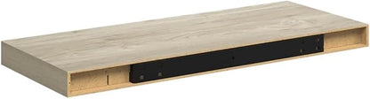 Set of 4 Oak Floating Wall Shelves, Modern Honeycomb MDF Medium Wall Mounting Shelf with High Capacity and Seamless Design for Living Room Office Storage Display