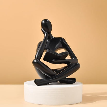 Style-A Black, Creative Abstract Thinker Bookend for Home Aesthetic, Study, and Wine Cabinet – Stylish Shelf Decor Accent and Thoughtful Gift for Living Room, Bar, or Coffee Shop