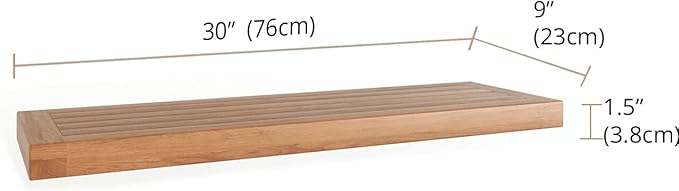 AquaTeak 30" Moa Teak Floating Wall Shelf - 30 Inch