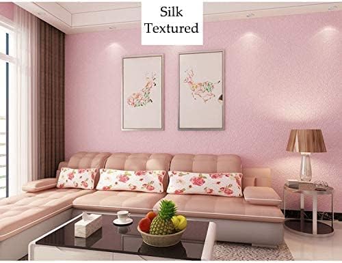 Cohoo Home Silk Pink Wallpaper Peel and Stick Contact Paper Pink Textured Silk Wallpaper for Bedroom Self Adhesive Removable Wall Sticky Paper Girls Room Drawer Liner Waterproof 15.7inW 118inL