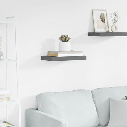 High Gloss Grey Floating Wall Shelf, Modern Honeycomb MDF Small Wall Shelf for Living Room Bedroom Office, Durable Storage Display Organizer with Easy Installation