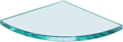 Dulles Glass 6" x 6" Quarter Round Floating Glass Shelf - Shelf Only - Tempered - 3/8" Thick - Flat Polished Glass
