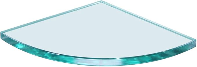 Dulles Glass 6" x 6" Quarter Round Floating Glass Shelf - Shelf Only - Tempered - 3/8" Thick - Flat Polished Glass