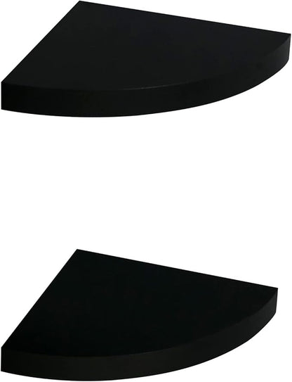 AHDECOR Black Corner Shelves, Modern Floating Corner Shelf for Space-Saving Storage in Bathroom, Bedroom, Kitchen, and More, Set of 2