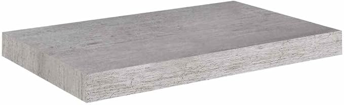 Concrete Grey Floating Wall Shelf Honeycomb MDF Metal 19.7x9.1x1.5 in Modern Storage with Invisible Mounting System for Living Room Office Decor