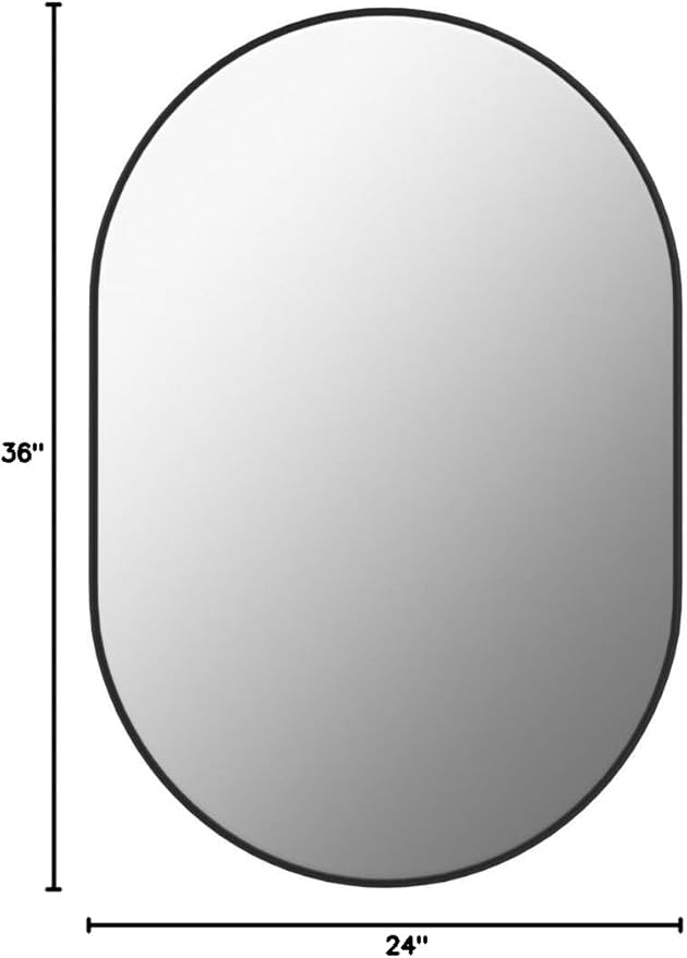Oval Bathroom Mirror Capsule Wall Vanity Mirror, 24