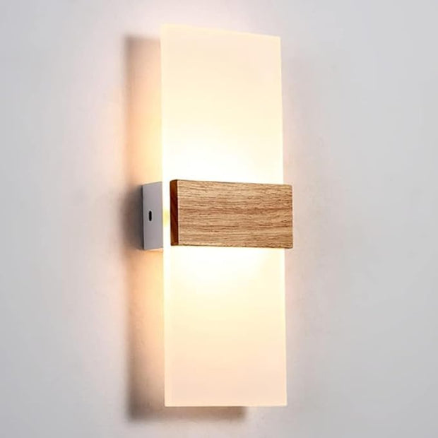 Minimalist Round Disc Wall Sconce LED Wall Light Dimmable Lighting Fixture Farmhouse Wood Wall Light Rectangle Modern Nordic Hallway Wall Mounted Lamp for Living Room Bedroom Stairway Porch