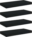 Black Honeycomb MDF Floating Wall Shelf Set of 4 with Metal Mounting, Modern Minimalist Design for Living Room Bedroom, Strong Load Capacity, Easy Installation Hidden