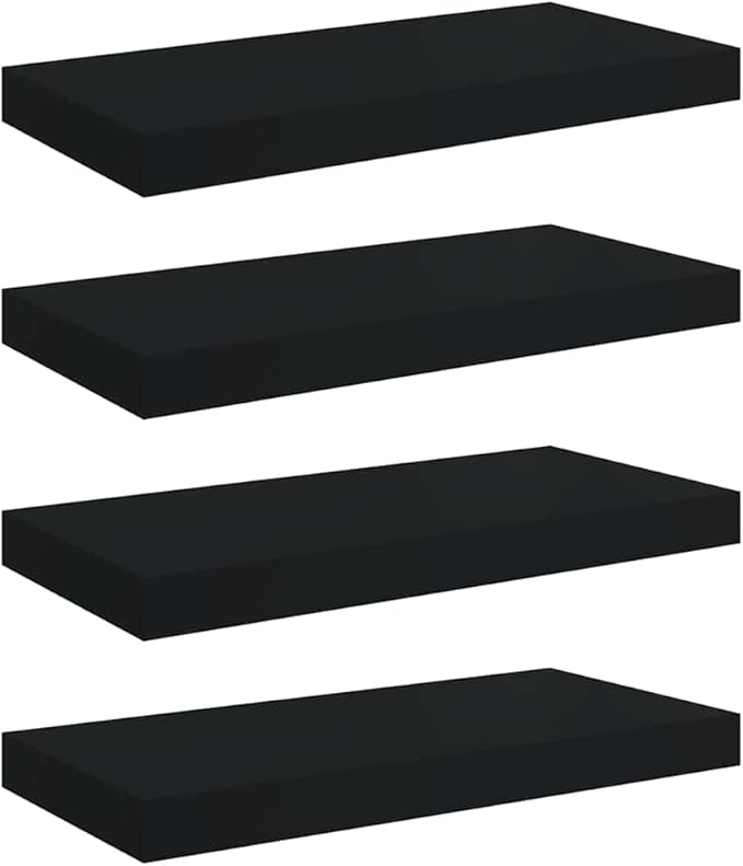 Wall Shelf Set of 4 Black Honeycomb MDF with Metal Wall Mounting, Floating Shelves for Modern Decor, Minimalist Display Storage for Books and Collectibles, Easy Installation,