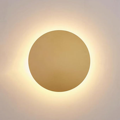 Gold Modern Wall Sconce Round Disc Sconces Wall Lighting Metal Circular Stairwell Lighting 3000K Warm LED Wall Lights for Living Room Bedroom Stairway - 16"