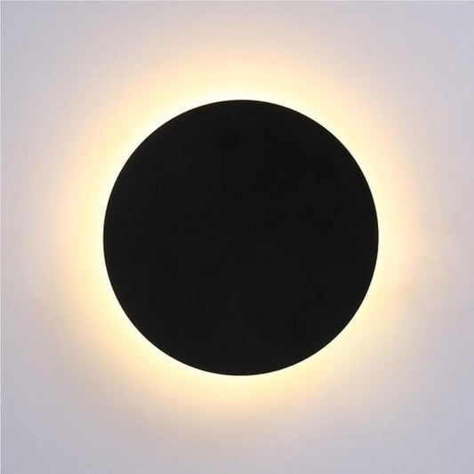Modern Round Wall Lamp Ultra Thin Acrylic Ring Sconce Minimalist Wall Mounted Light for Bedside Bedroom Living Room Hallway(Black(3 Modes),13cm/5.11in)