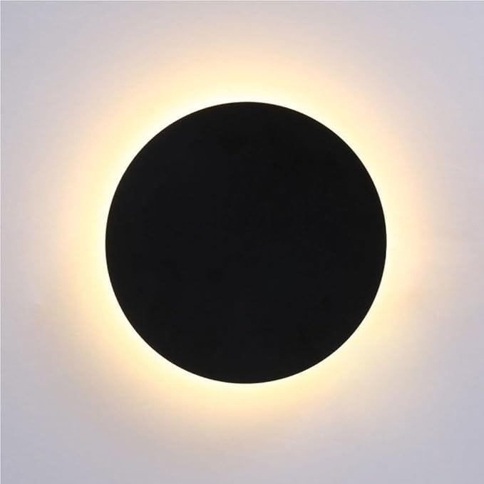 Modern Round Wall Lamp Ultra Thin Acrylic Ring Sconce Minimalist Wall Mounted Light for Bedside Bedroom Living Room Hallway(Black(3000K),13cm/5.11in)