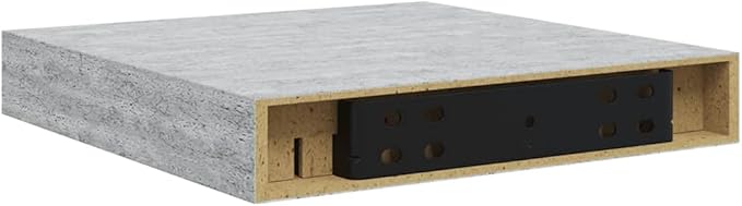 Concrete Grey Honeycomb MDF Metal Frame Floating Wall Shelf Set of 4, Sturdy Storage with Matte Finish for Modern Home Decor, Easy Installation, Space-Saving Design