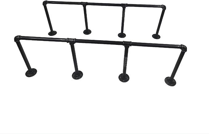 Industrial Wall Mounted Iron Floating Pipe Shelves/Shelving/Racks/Storage/Bookcases/Brackets, DIY Open Bookshelves/Shelving for Kitchen/Office, Retro Black,(4-Tier Shelf Brackets,Not Include Planks)